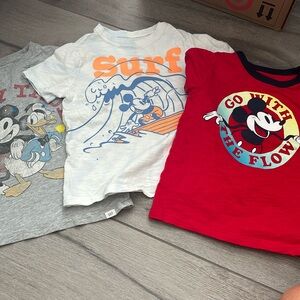 THREE size 5 kids Disney MICKEY, Mickey Surf  and Mickey/Donald tshirts- Gap